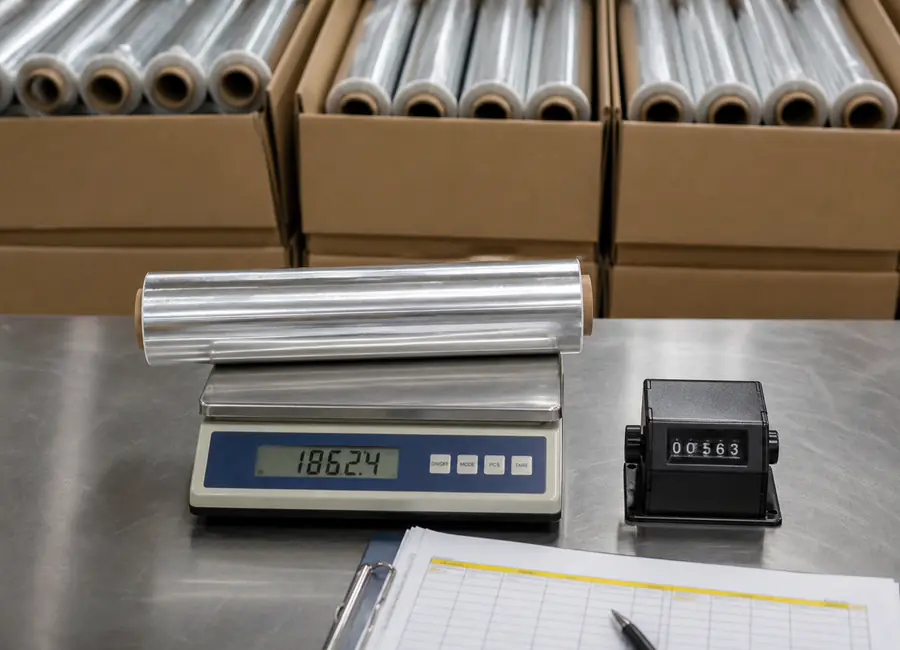 Chinese quality technician inspecting household aluminum foil wholesale