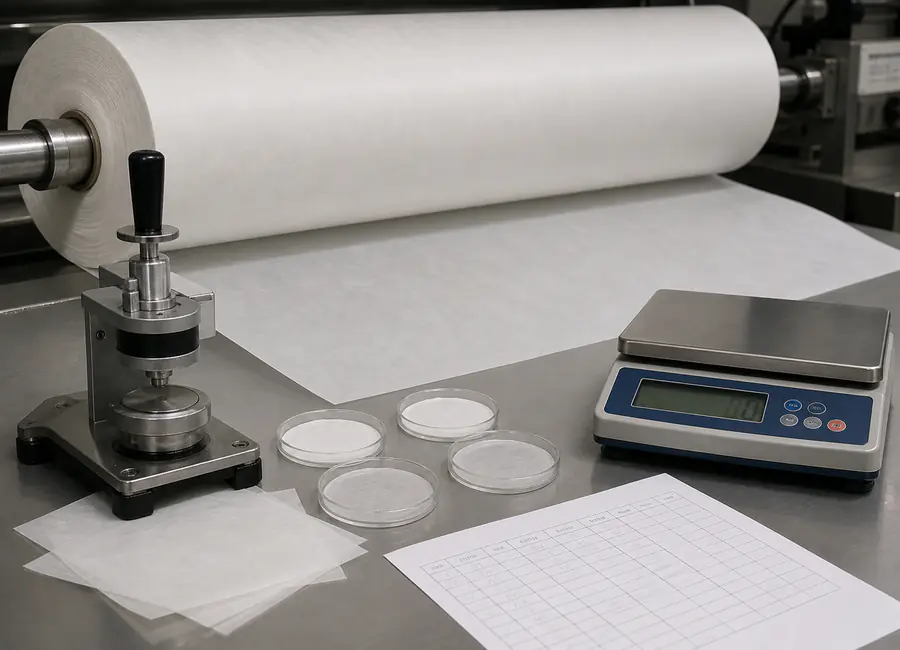 Chinese quality technician inspecting wax paper wholesale