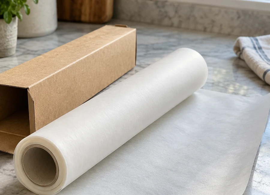 Parchment roll and plain kraft sleeve