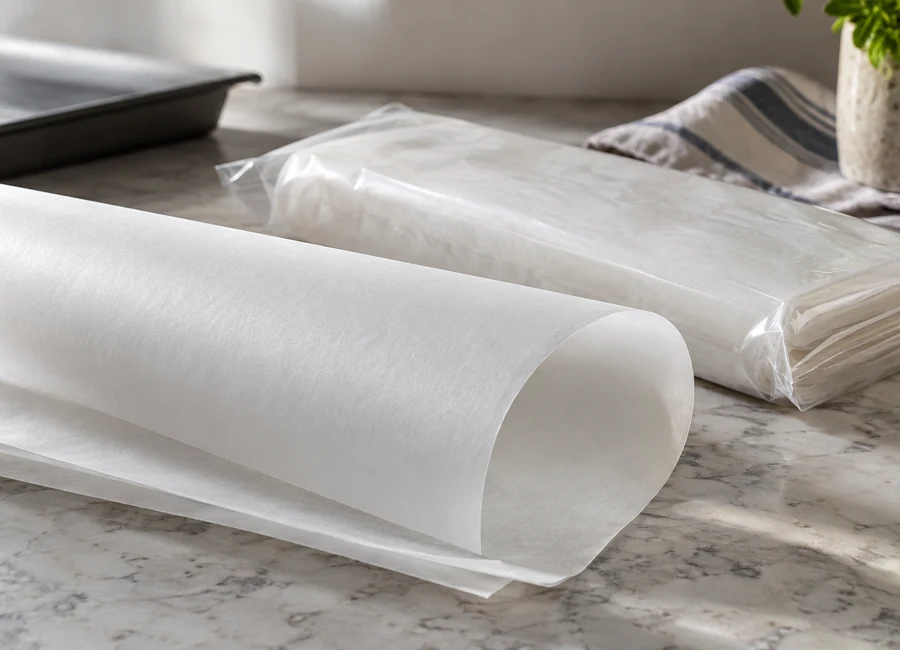 Baking paper surface and a protected sheet stack