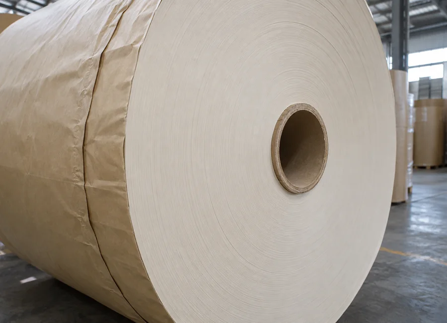 Parchment jumbo roll core and edge with kraft protection