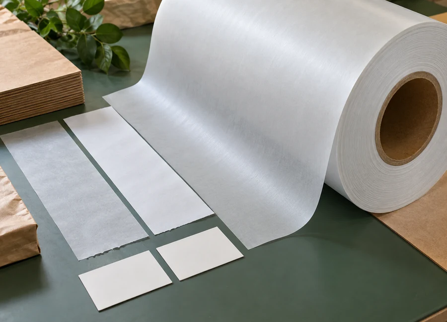 Parchment jumbo roll and slit-edge inspection samples — sample comparison