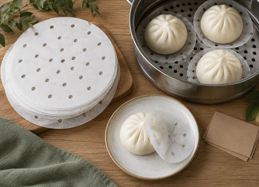 Perforated steaming liners and cooked bun release comparison — sample comparison