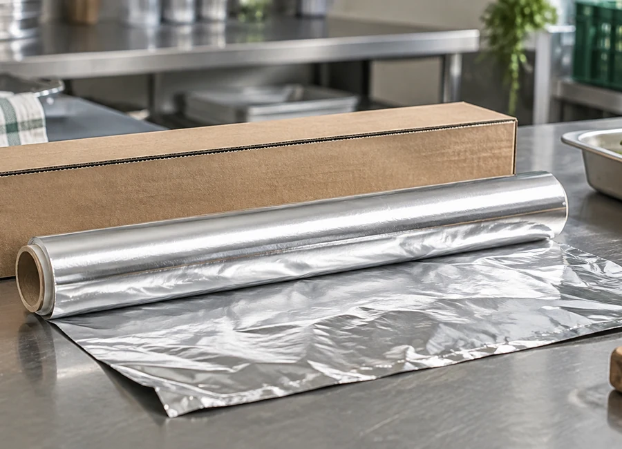 Household aluminum foil roll and dispensing inspection setup — application context
