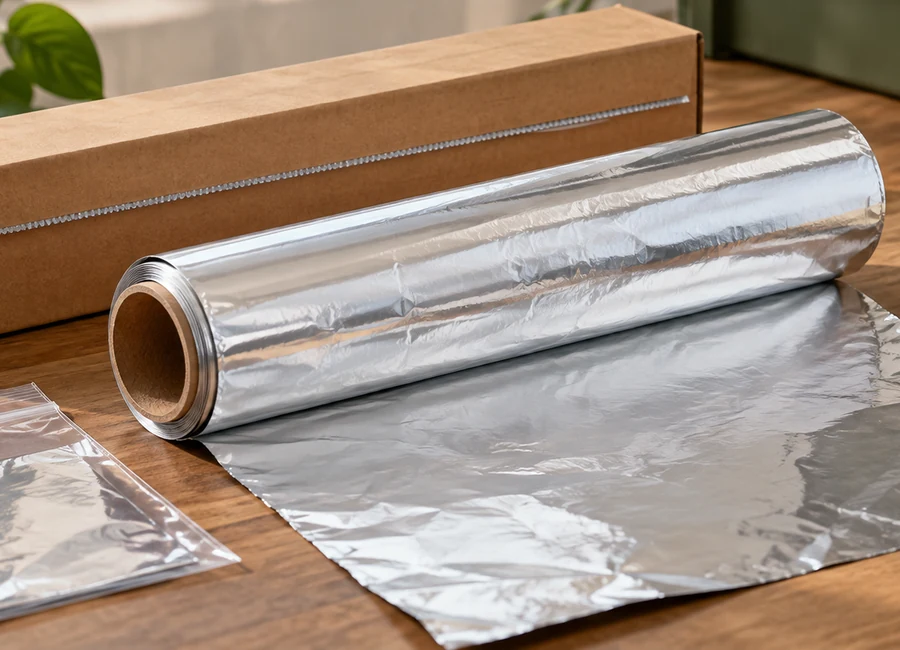 Household aluminum foil roll and dispensing inspection setup — packing inspection