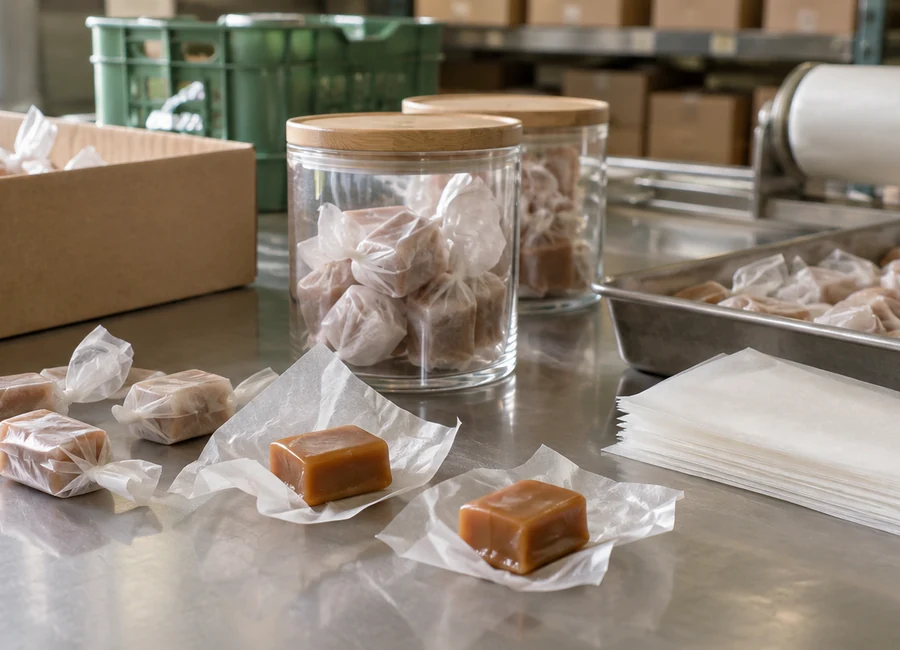 Candy wrapping paper and stored confectionery samples — application context
