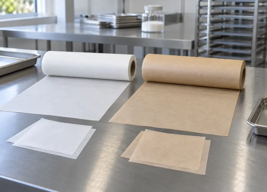 baking paper rolls and cut sheets — sample comparison