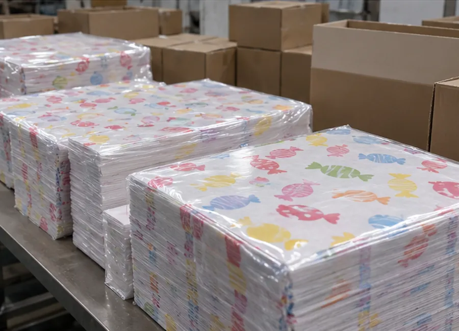 printed candy twist-wrapper paper factory application illustrative detail